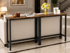 Rustic Narrow Console Table Set, Industrial Wood-Look Sofa Tables, Space Saving Accent Furniture