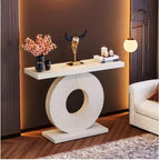 Modern Geometric Base Console Table, 40 inch Wood Entryway Sofa Table