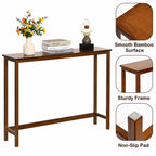 Eco-Friendly Bamboo Console Table, Slim Entryway Table, Seamless Top, Small Spaces