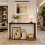 Eco-Friendly Bamboo Console Table, Slim Entryway Table, Seamless Top, Small Spaces
