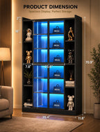 71" Display Cabinet with Acrylic Glass Doors, 6 Tier Display Cases for Collectibles, Curio Cabinet with LED Lights, Tall Bookcase