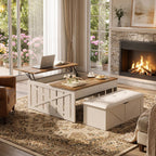 Lift Top Coffee Table with Hidden Storage Bench, Modern Wood Center Table