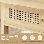 Oval Rattan Coffee Table with Storage, Modern Farmhouse Wood Center Table