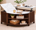 Walnut Lift-Top Coffee Table with Charging Station & Hidden Storage