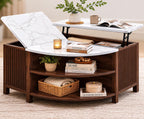 Walnut Lift-Top Coffee Table with Charging Station & Hidden Storage