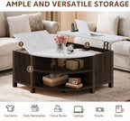 Walnut Lift-Top Coffee Table with Charging Station & Hidden Storage