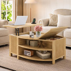 Walnut Lift-Top Coffee Table with Charging Station & Hidden Storage