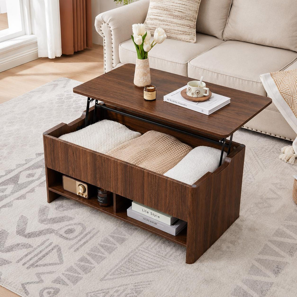 Mid-Century Modern Lift-Top Coffee Table with Storage