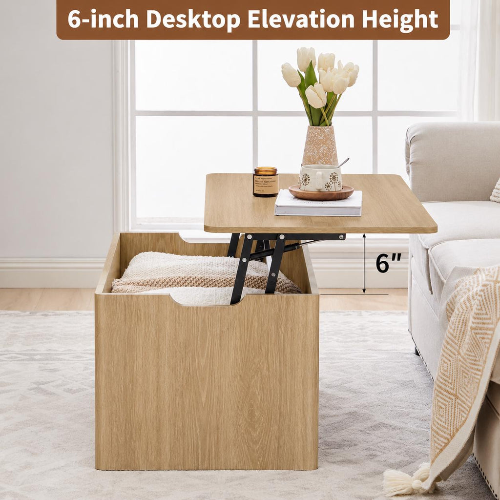 Mid-Century Modern Lift-Top Coffee Table with Storage