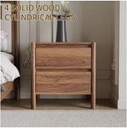 Mid Century Walnut Nightstand Set – Solid Wood 2-Drawer Bedside Table