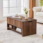 Mid-Century Fluted Lift-Top Coffee Table with Hidden Storage, Small Space Furniture