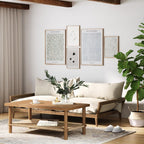 Bohemian Coffee Table with Seagrass Shelf, Solid Wood Legs, 2-Tier Storage