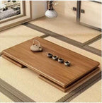 Japanese Style Bamboo Table – Minimalist Low-Rise Wood Grain Design