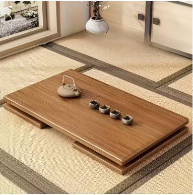 Japanese Style Bamboo Table – Minimalist Low-Rise Wood Grain Design
