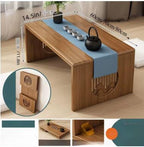 Japanese Style Bamboo Table – Minimalist Low-Rise Wood Grain Design