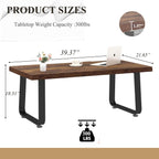 Rustic Farmhouse Coffee Table with Open Storage Shelf & Metal Legs