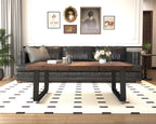 Rustic Farmhouse Coffee Table with Open Storage Shelf & Metal Legs