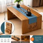 Japanese Style Bamboo Table – Minimalist Low-Rise Wood Grain Design