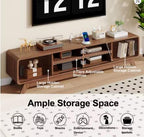 Mid-Century Modern TV Stand, Fluted Cabinet Doors, Open Shelves Entertainment Center