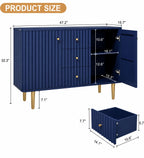 Modern Fluted Accent Cabinet, 48" Sideboard Buffet with 2 Drawers, 2 Doors