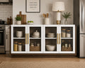 Sideboard Buffet Cabinet, Modern Wood Glass-Buffet-Sideboard with Storage, Console Table