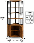 Industrial Corner Bookshelf with Cabinet, 7-Tier Tall Storage Tower