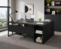 Tribesigns 71 inch Executive Desk, L Shaped Desk with Cabinet Storage, Executive Office Desk with Shelves, Business Furniture