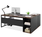 Tribesigns 71 inch Executive Desk, L Shaped Desk with Cabinet Storage, Executive Office Desk with Shelves, Business Furniture