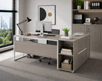 Tribesigns 71 inch Executive Desk, L Shaped Desk with Cabinet Storage, Executive Office Desk with Shelves, Business Furniture