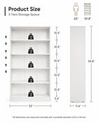 White 5-Shelf Modern Wood Bookshelf, 60 Inches Tall Living Room Bookcase