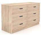 Modern 6 Drawer Dresser, Wood Grain Storage Chest, Bedroom Furniture Organizer