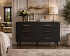 6 Drawer White Dresser, Modern Wood Chest with Metal Handles, Bedroom Storage Cabinet