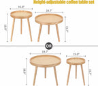 Nesting Rattan Coffee Table Set, Mid Century Cane Wicker Accent Tables