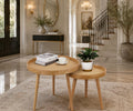 Nesting Rattan Coffee Table Set, Mid Century Cane Wicker Accent Tables