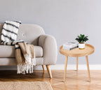 Nesting Rattan Coffee Table Set, Mid Century Cane Wicker Accent Tables