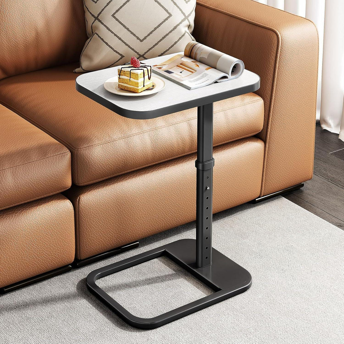 Adjustable Sofa Arm Table with Height Settings – Space-Saving TV Tray Table for Couch, Bed & Laptop Use