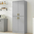 Tall Black Storage Cabinet, Modern Minimalist Freestanding Cupboard, Adjustable Shelves