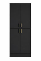 Tall Black Storage Cabinet, Modern Minimalist Freestanding Cupboard, Adjustable Shelves