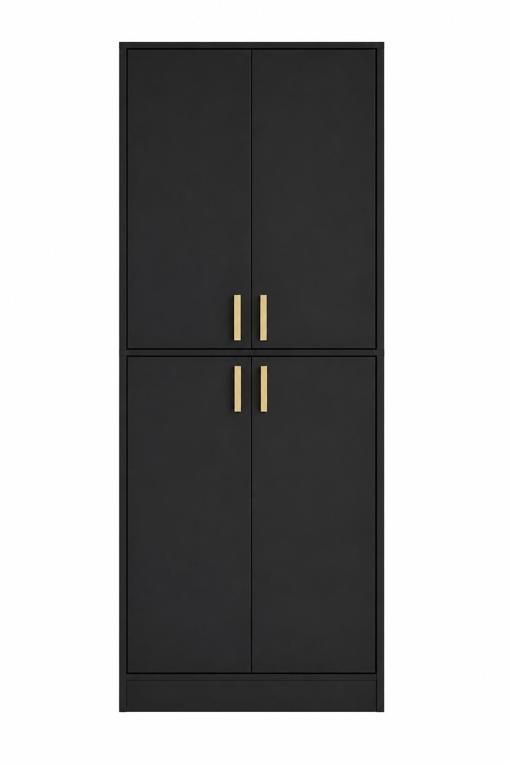Tall Black Storage Cabinet, Modern Minimalist Freestanding Cupboard, Adjustable Shelves