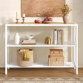 Rustic Gold Console Table with 3-Tier Storage Shelves for Entryway & Living Room