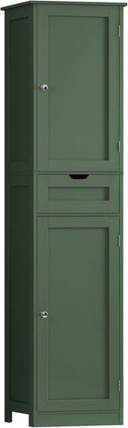 Tall Black Storage Cabinet, Narrow Bathroom Kitchen Organizer, Adjustable Shelf Drawer