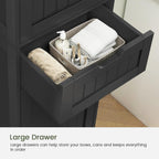 Tall Black Storage Cabinet, Narrow Bathroom Kitchen Organizer, Adjustable Shelf Drawer
