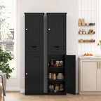 Tall Black Storage Cabinet, Narrow Bathroom Kitchen Organizer, Adjustable Shelf Drawer