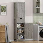 Tall Black Storage Cabinet, Narrow Bathroom Kitchen Organizer, Adjustable Shelf Drawer