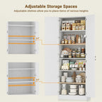 80" Tall Farmhouse Pantry Cabinet, Arched Doors, Freestanding Kitchen Storage Organizer