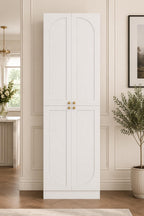 80" Tall Farmhouse Pantry Cabinet, Arched Doors, Freestanding Kitchen Storage Organizer