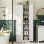 80" Tall Farmhouse Pantry Cabinet, Arched Doors, Freestanding Kitchen Storage Organizer