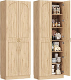 80" Tall Farmhouse Pantry Cabinet, Arched Doors, Freestanding Kitchen Storage Organizer