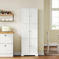 ChooChoo Tall Bathroom Storage Cabinet with 6 Doors & Adjustable Shelves, White Freestanding Pantry Cabinet