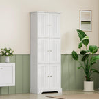 ChooChoo Tall Bathroom Storage Cabinet with 6 Doors & Adjustable Shelves, White Freestanding Pantry Cabinet